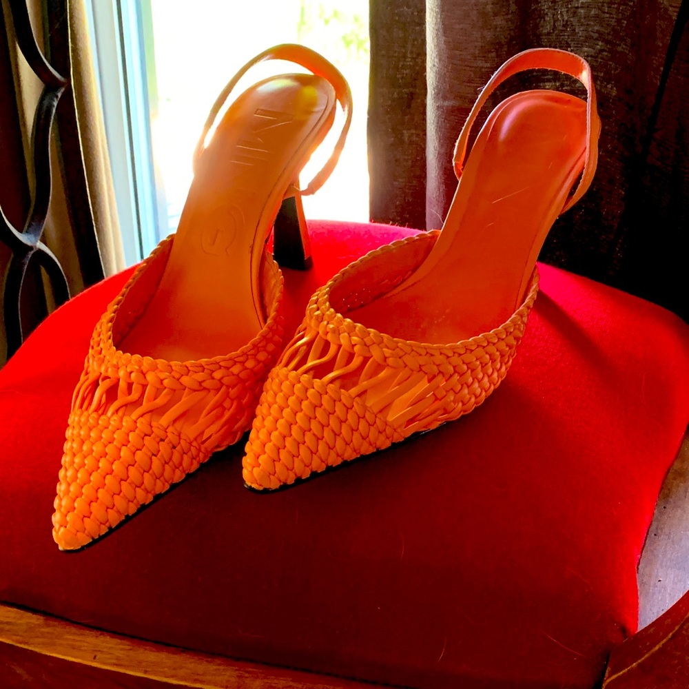 New Ming Coral/Orange Women's Slingback Heels